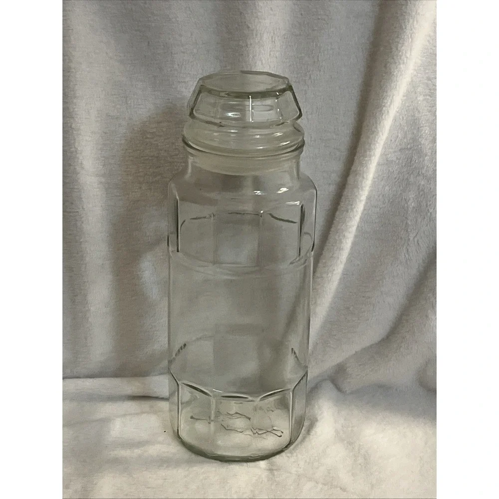 Vintage PLANTERS Mr. Peanut Anchor Hocking Glass Jar Container‎ & Lid 1979
